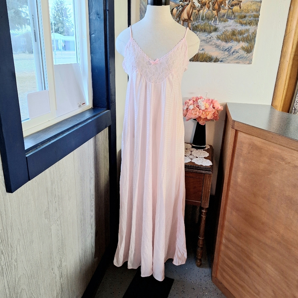 Vintgage 80s Petra Fashions Lace & Satin Nightgown/Negligee, Size L, RN#68223